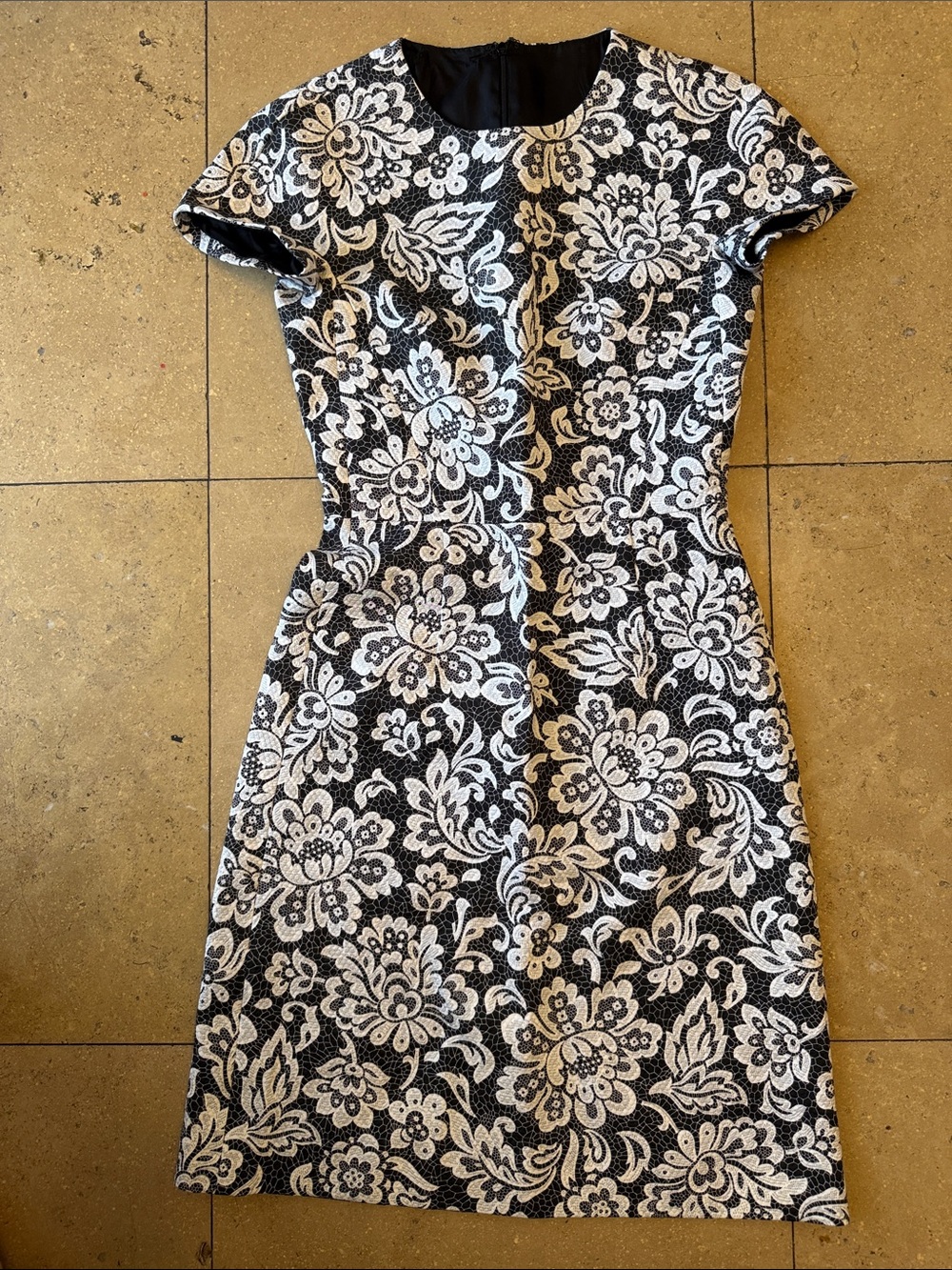 Michael Kors Collection Black & White Floral Jacquard Sheath Dress